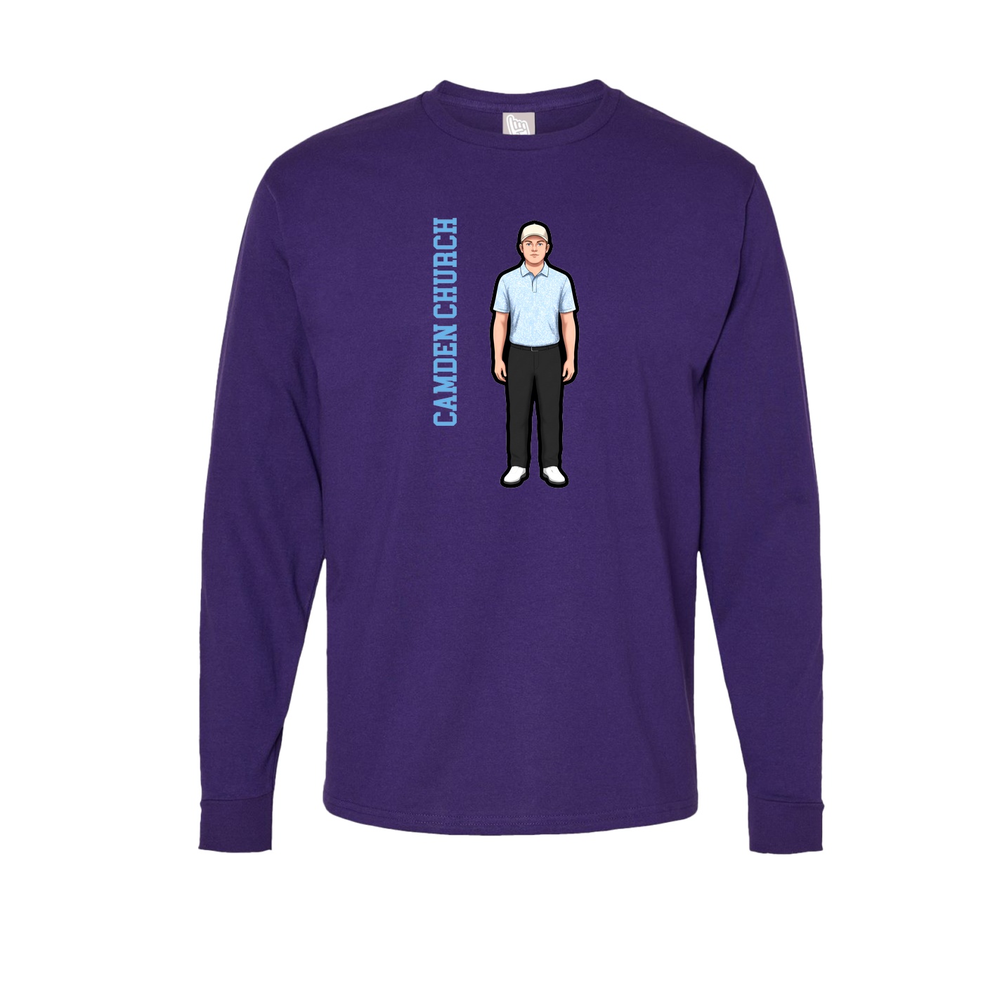 Long Sleeve Tee — Name Vertical in Purple