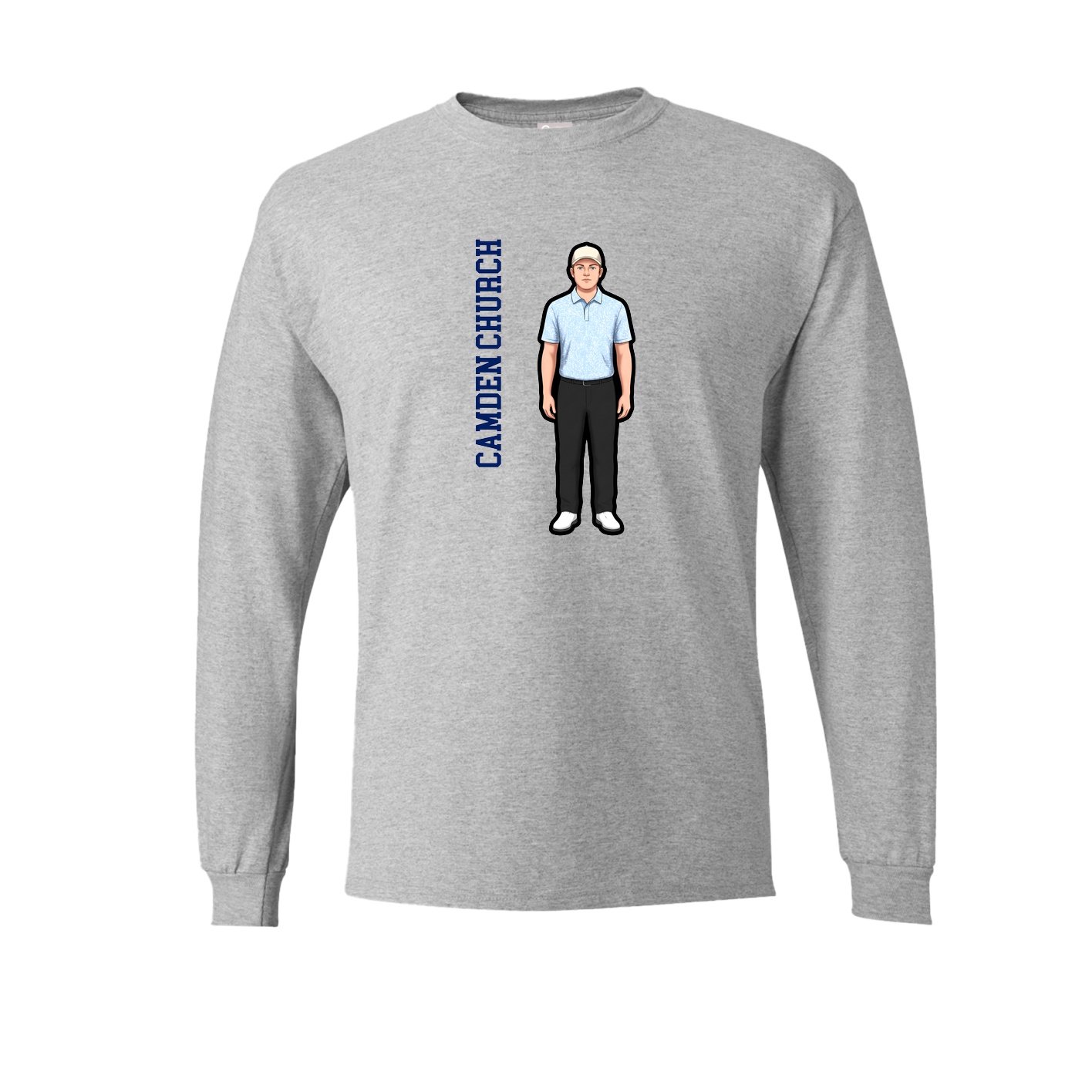Long Sleeve Tee — Name Vertical in Grey