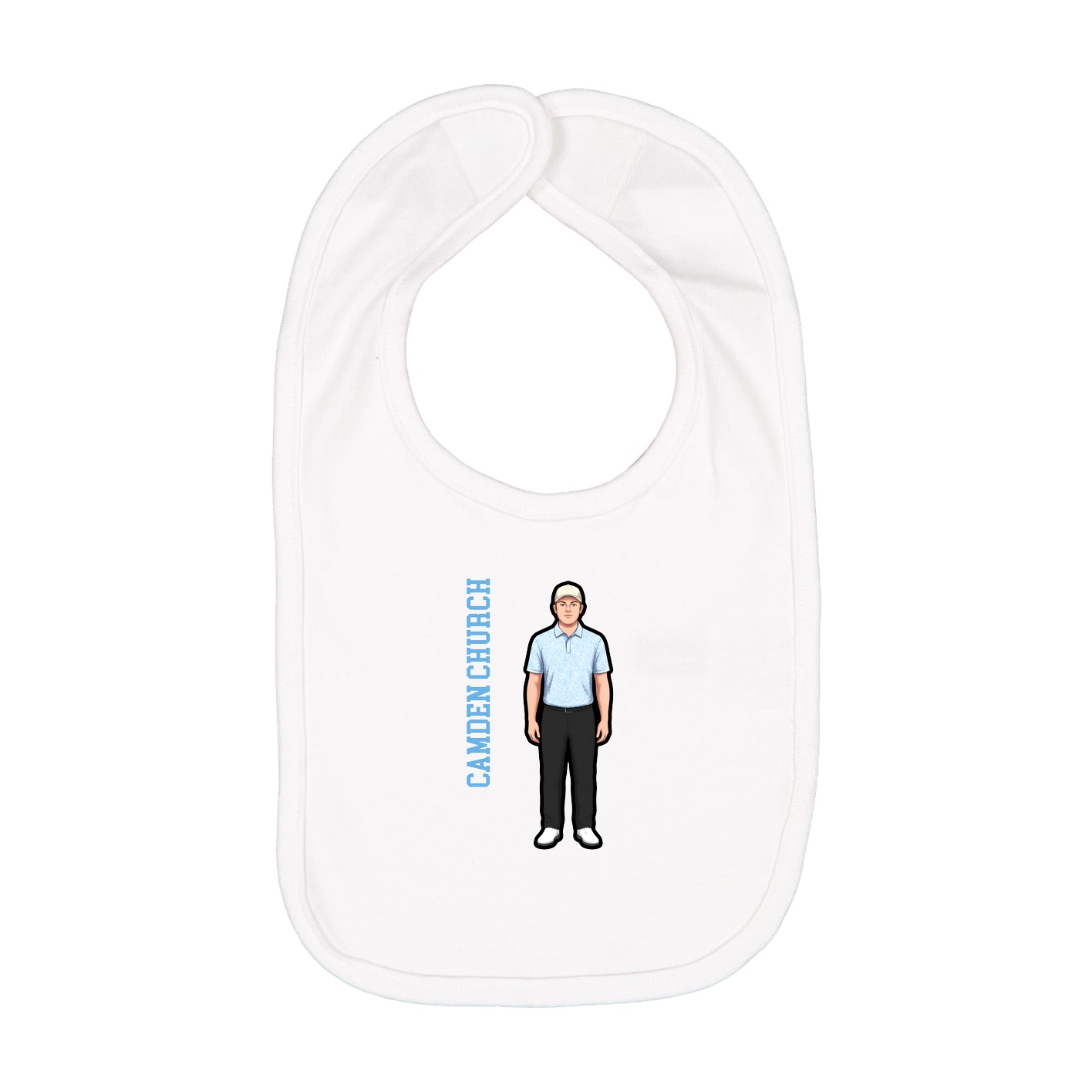 Infant Bib — Name Vertical in White