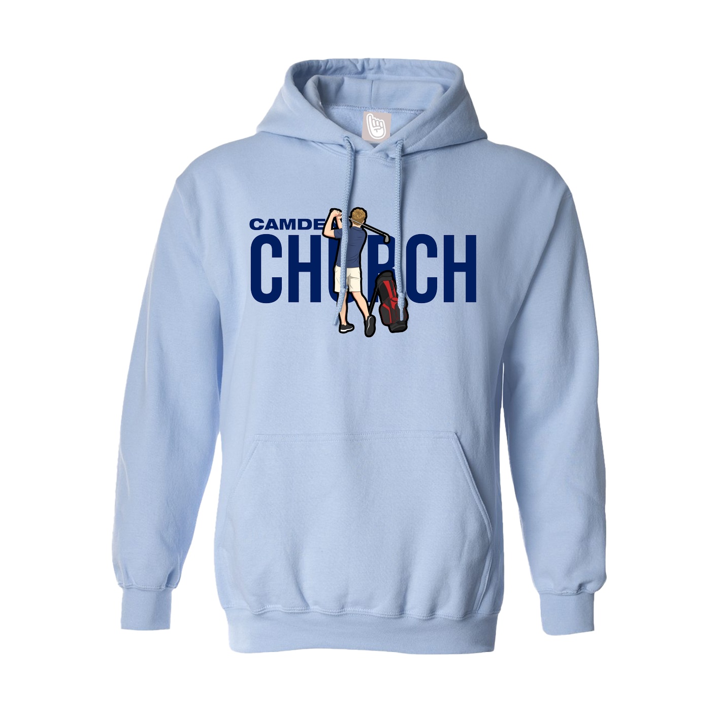 Hoodie — Player Name in Light Blue