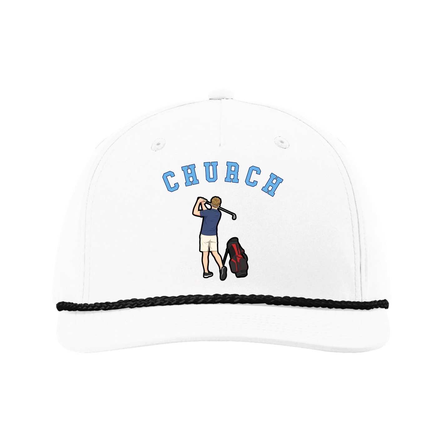 Five-Panel Classic Rope Cap — Shirsey Arch in White