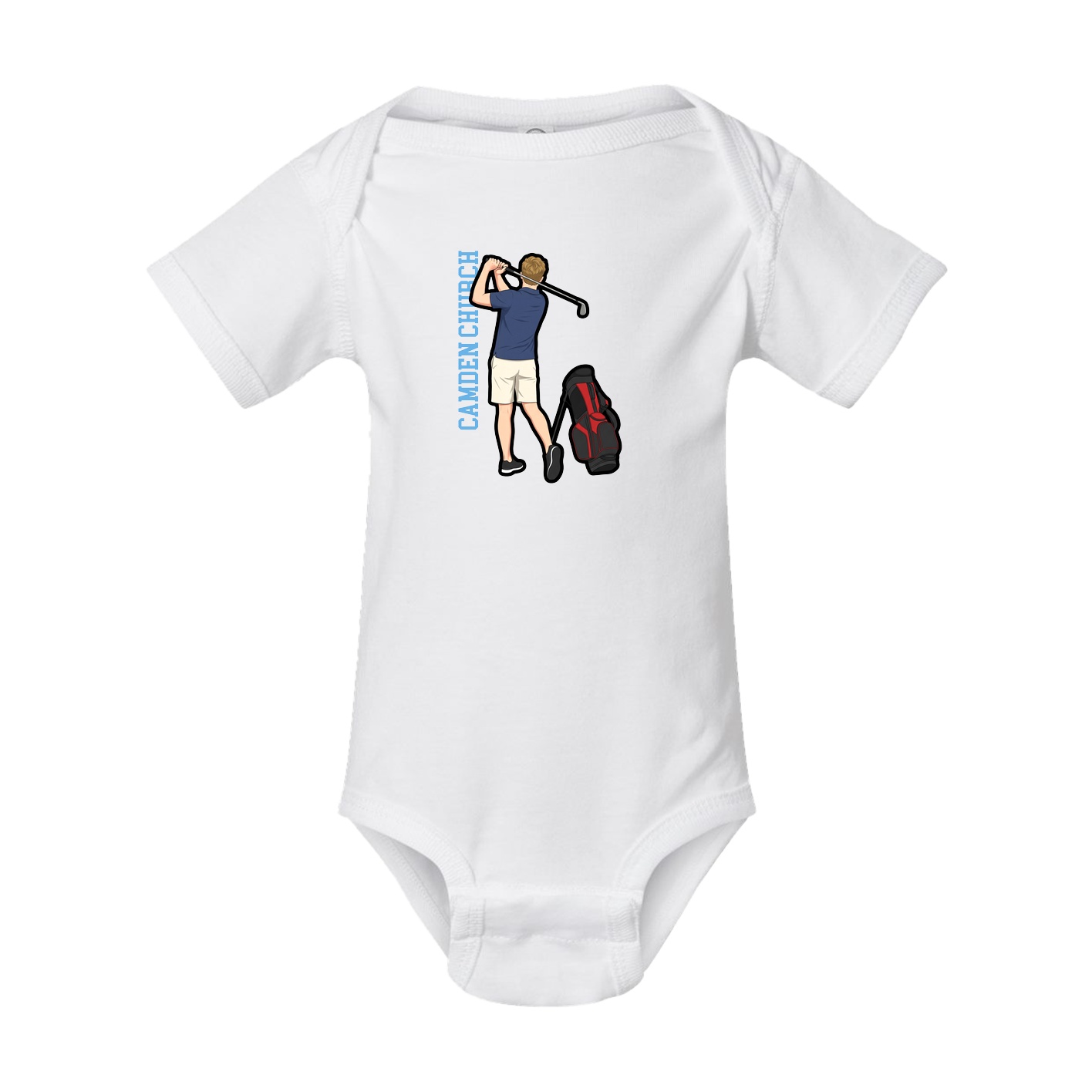 Baby Onesie — Name Vertical in White