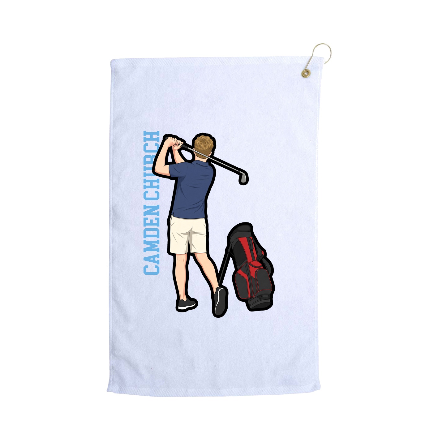 Golf Towel — Name Vertical in White