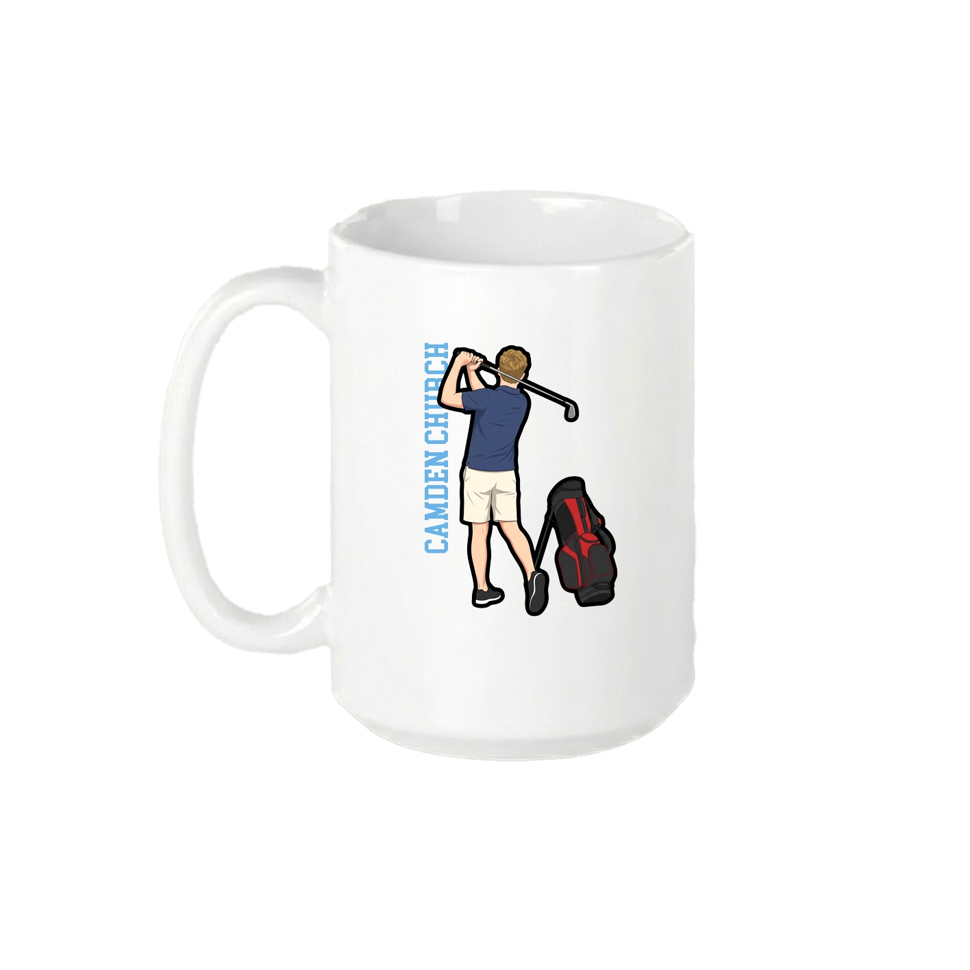 15oz Coffee Mug — Name Vertical in White