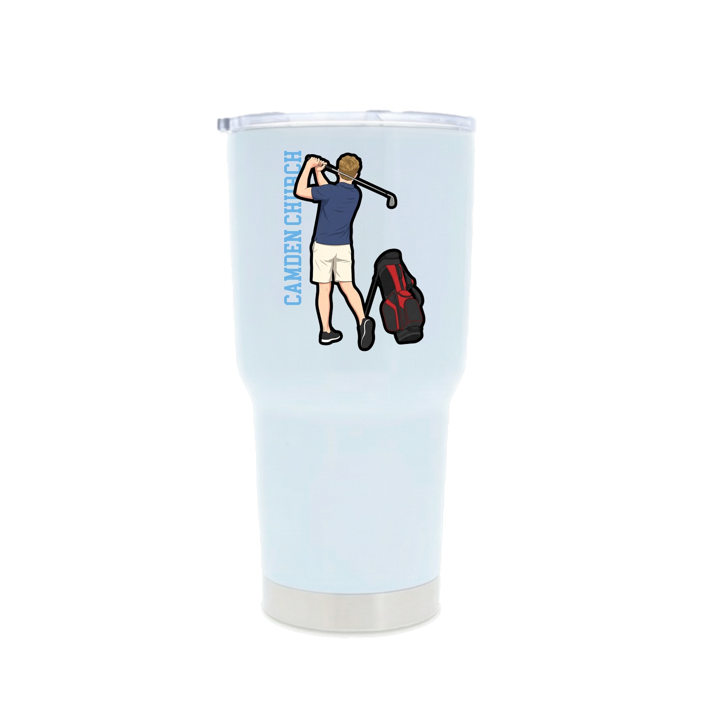 30oz Stainless Steel Tumbler — Name Vertical in White