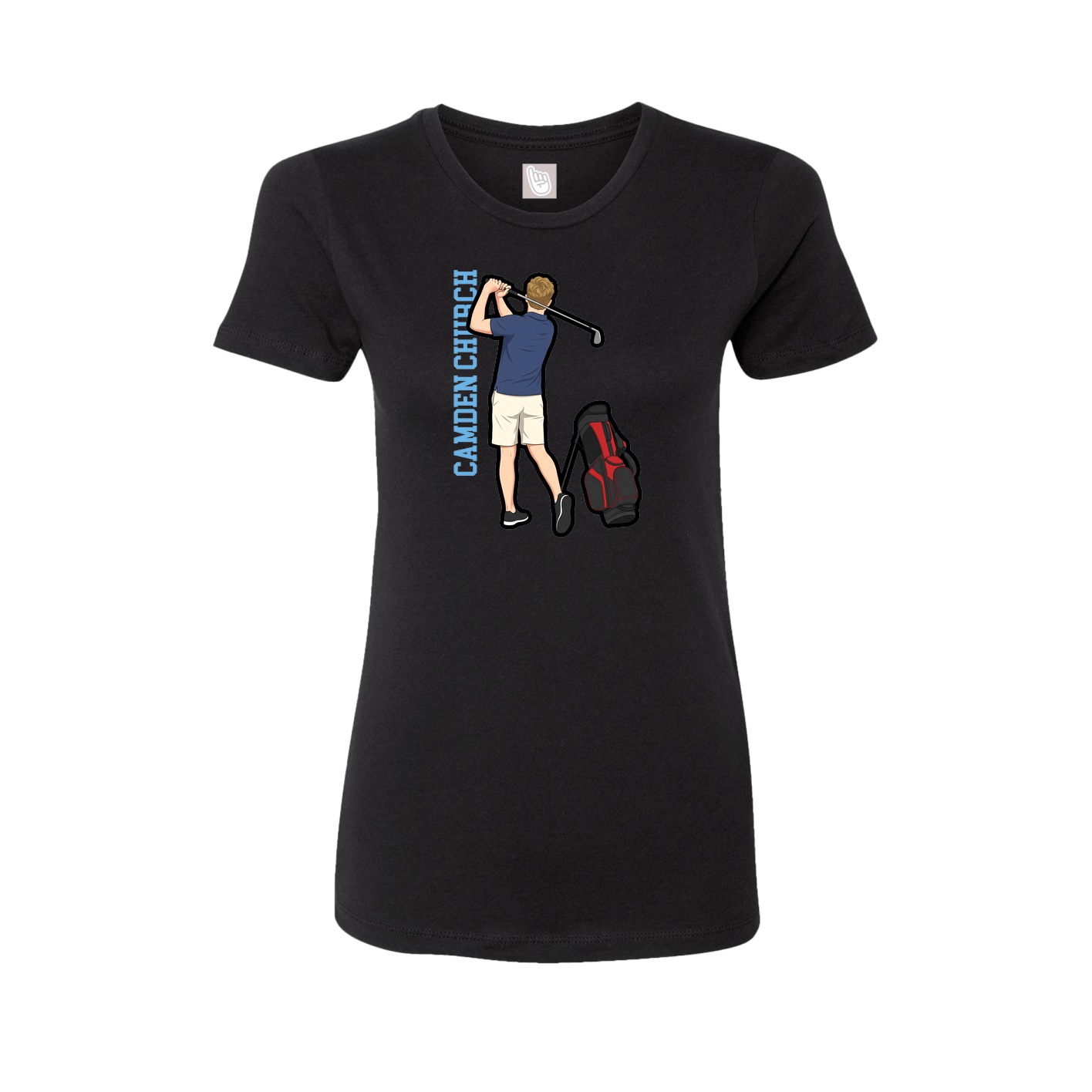Fitted Women's Tee — Name Vertical in Black