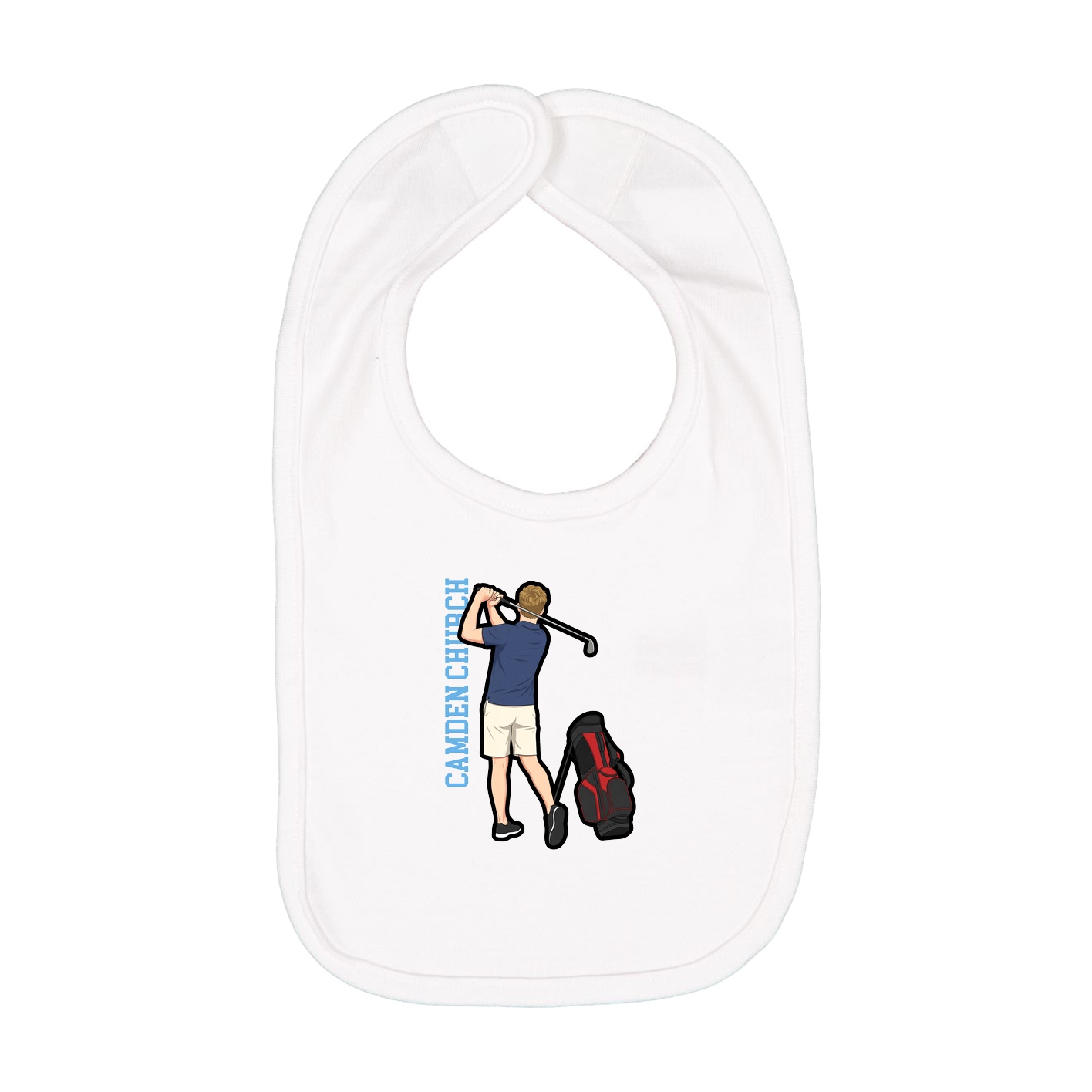Infant Bib — Name Vertical in White