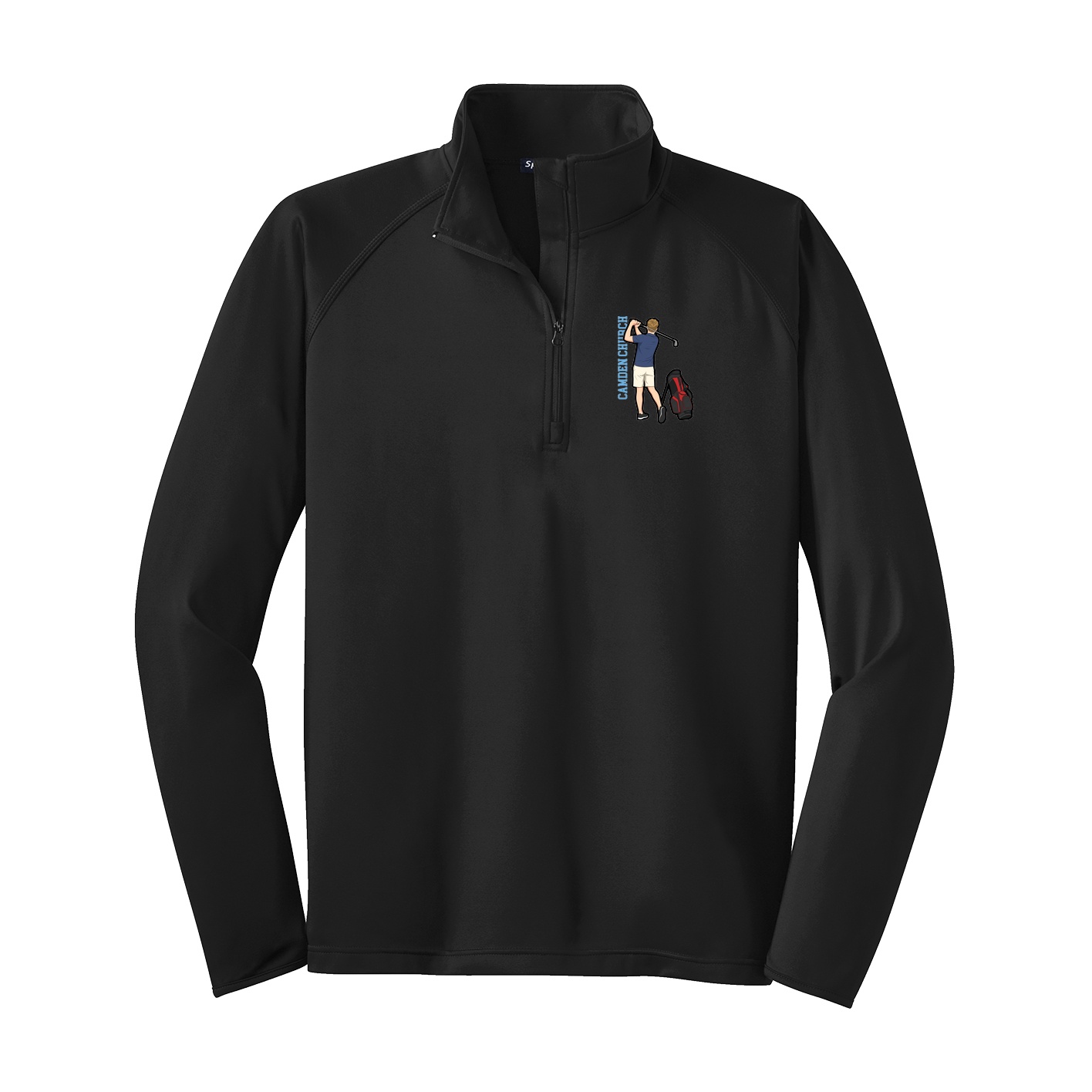 Q-Zip Pullover — Name Vertical in Black