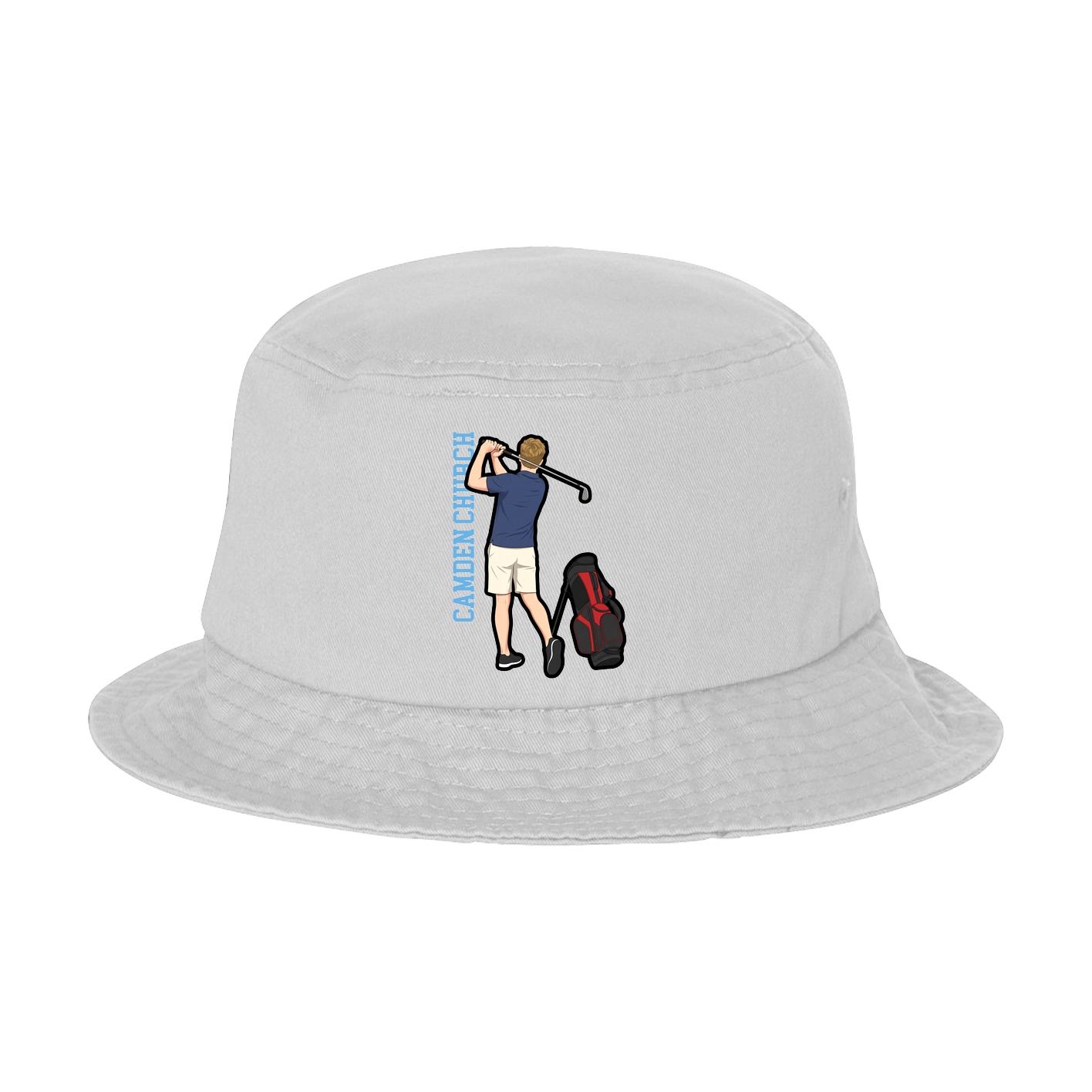 Bucket Cap — Name Vertical in White