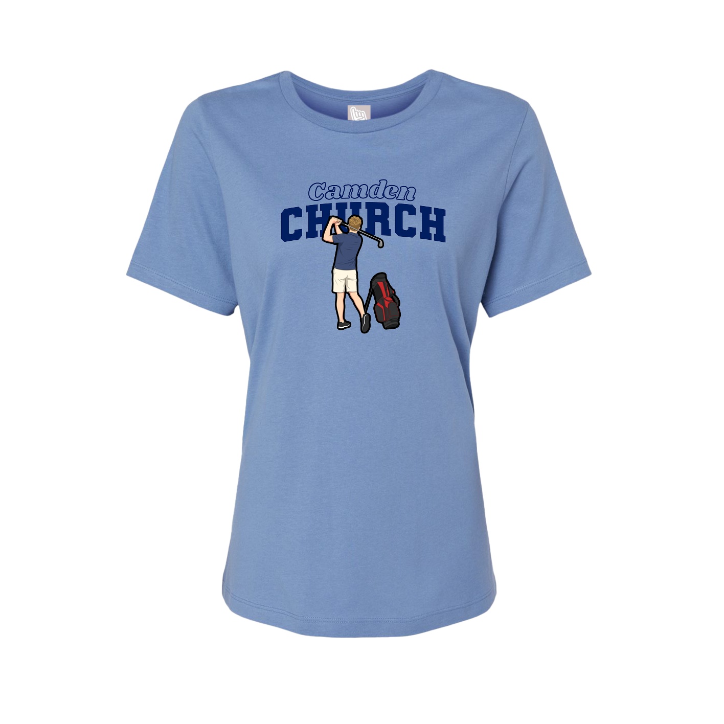 Fitted Women's Tee — Name Arch in Powder Blue