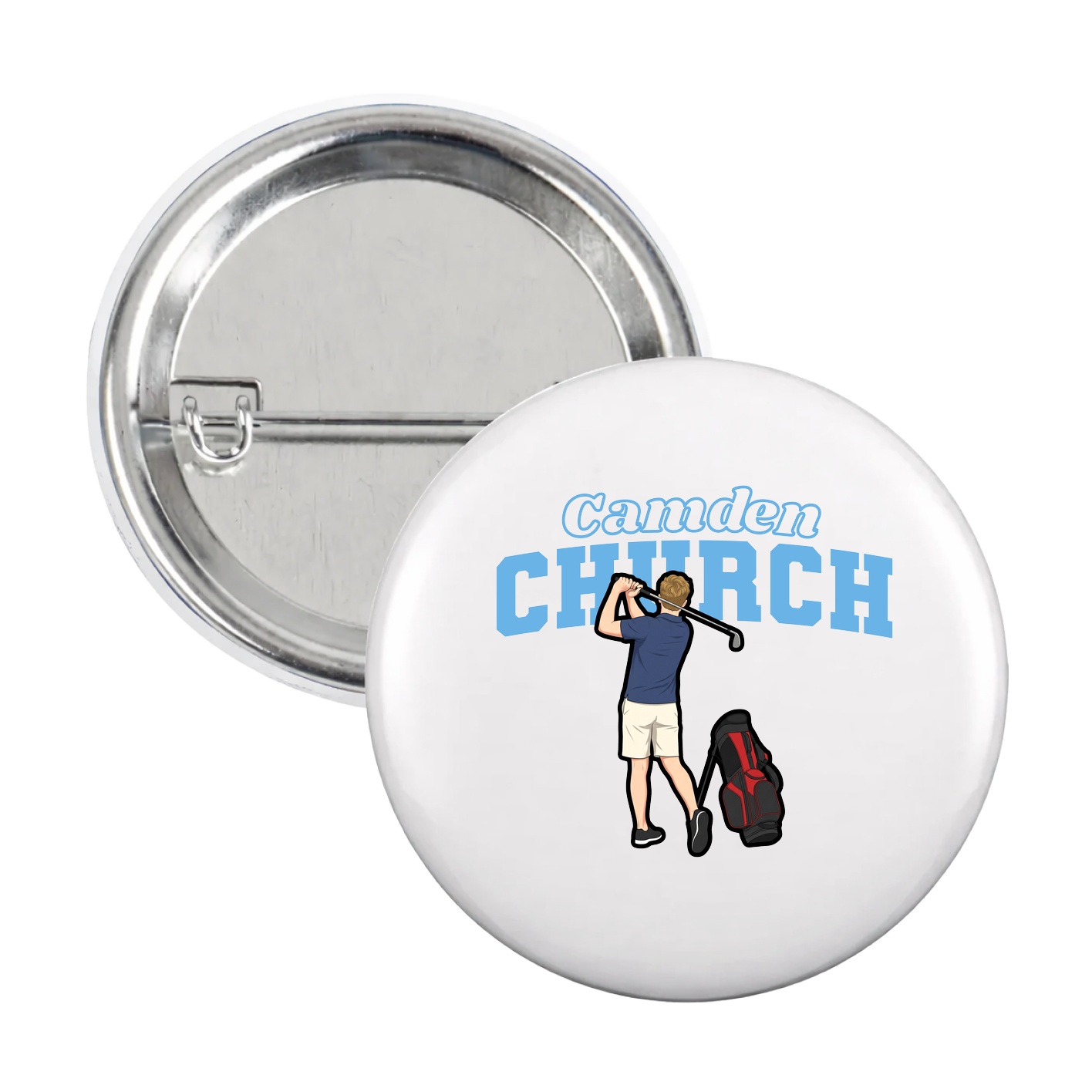 Game Day Button — Name Arch in White