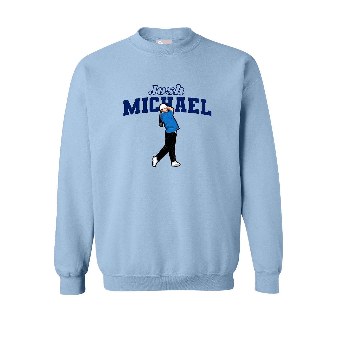 Fleece Crew — Name Arch in Light Blue