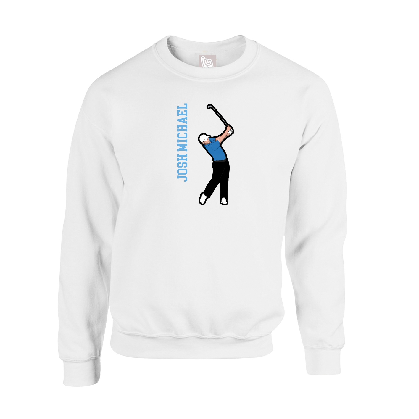 Fleece Crew — Name Vertical in White
