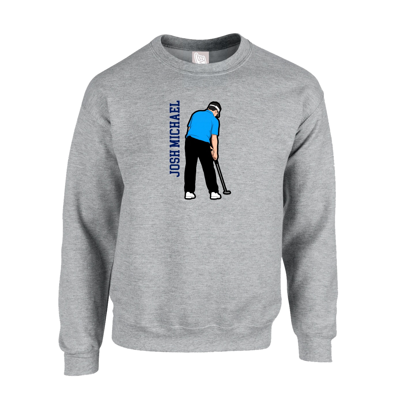 Fleece Crew — Name Vertical in Grey