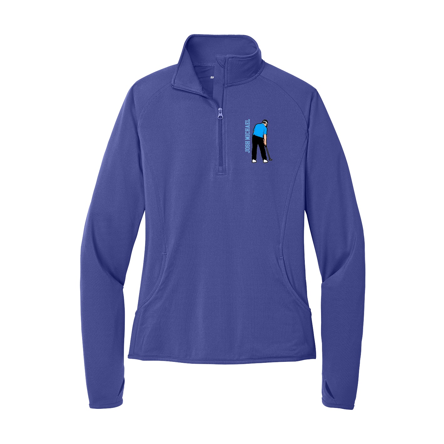 Women's Q-Zip Pullover — Name Vertical in Purple