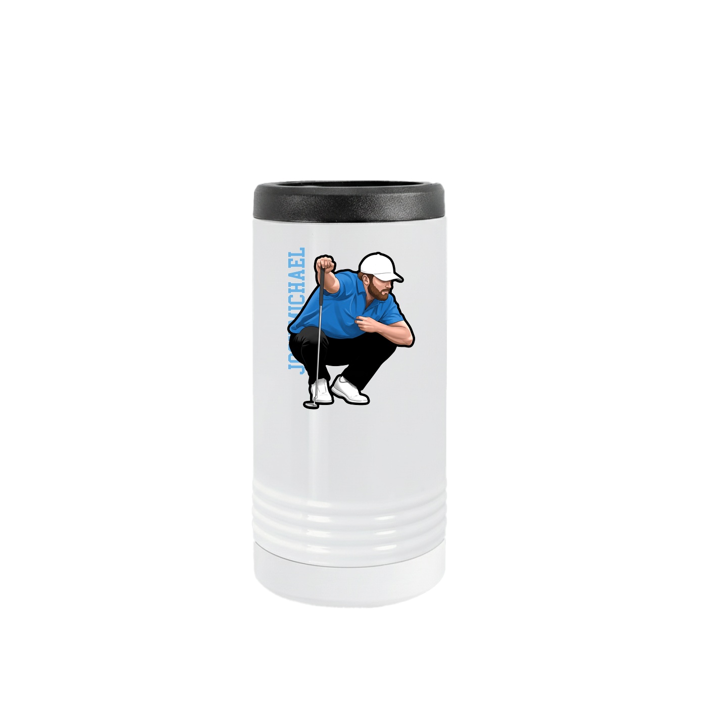 Slim Beverage Holder — Name Vertical in White