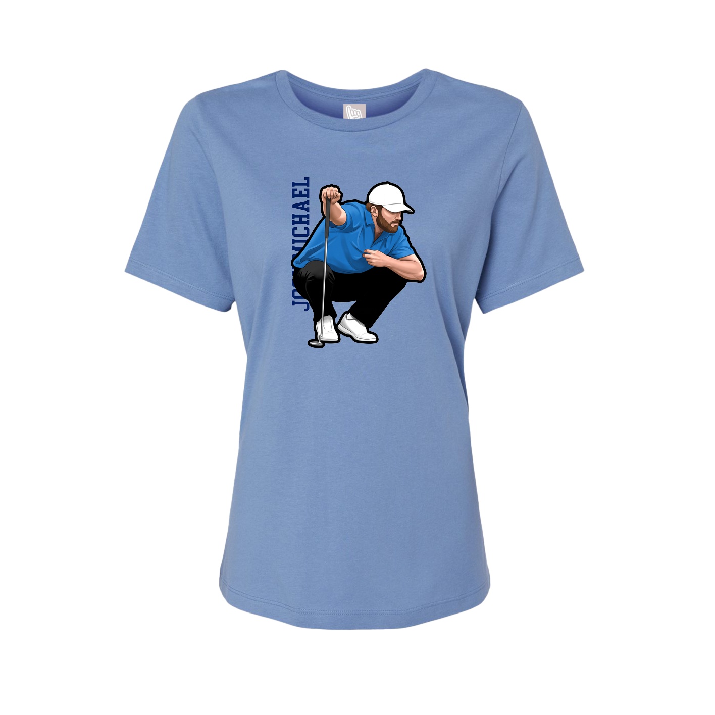 Womens Tee — Name Vertical in Powder Blue