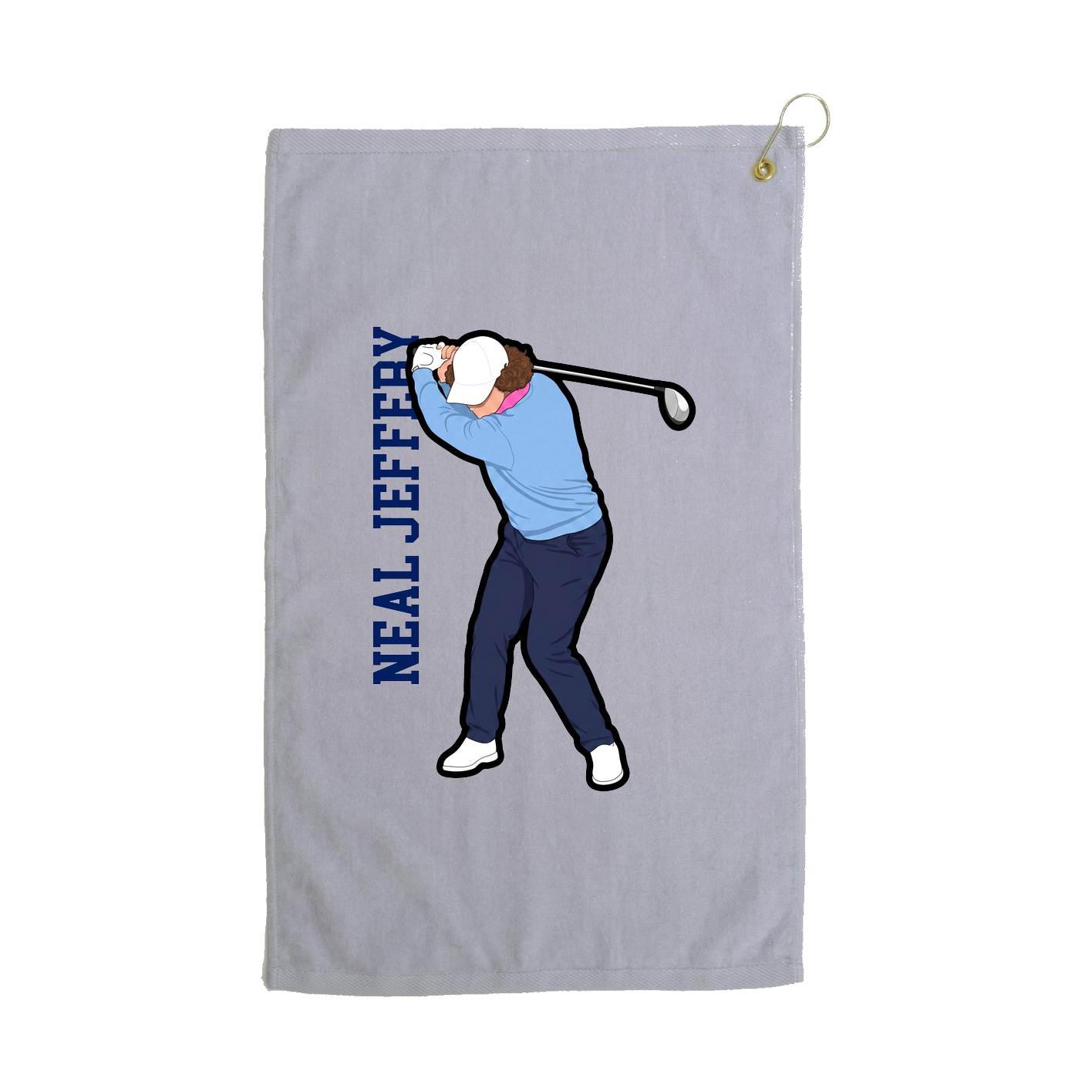 Golf Towel — Name Vertical in Grey
