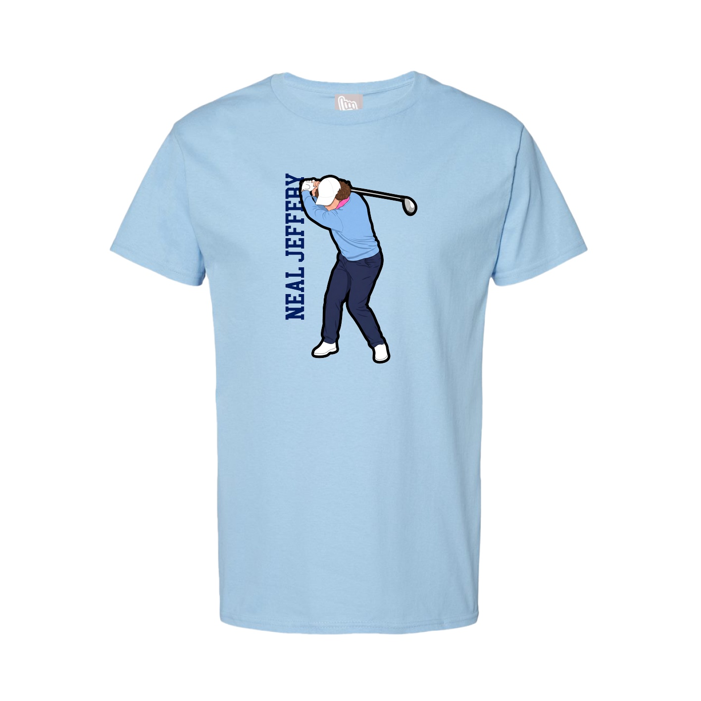 Tee — Name Vertical in Light Blue