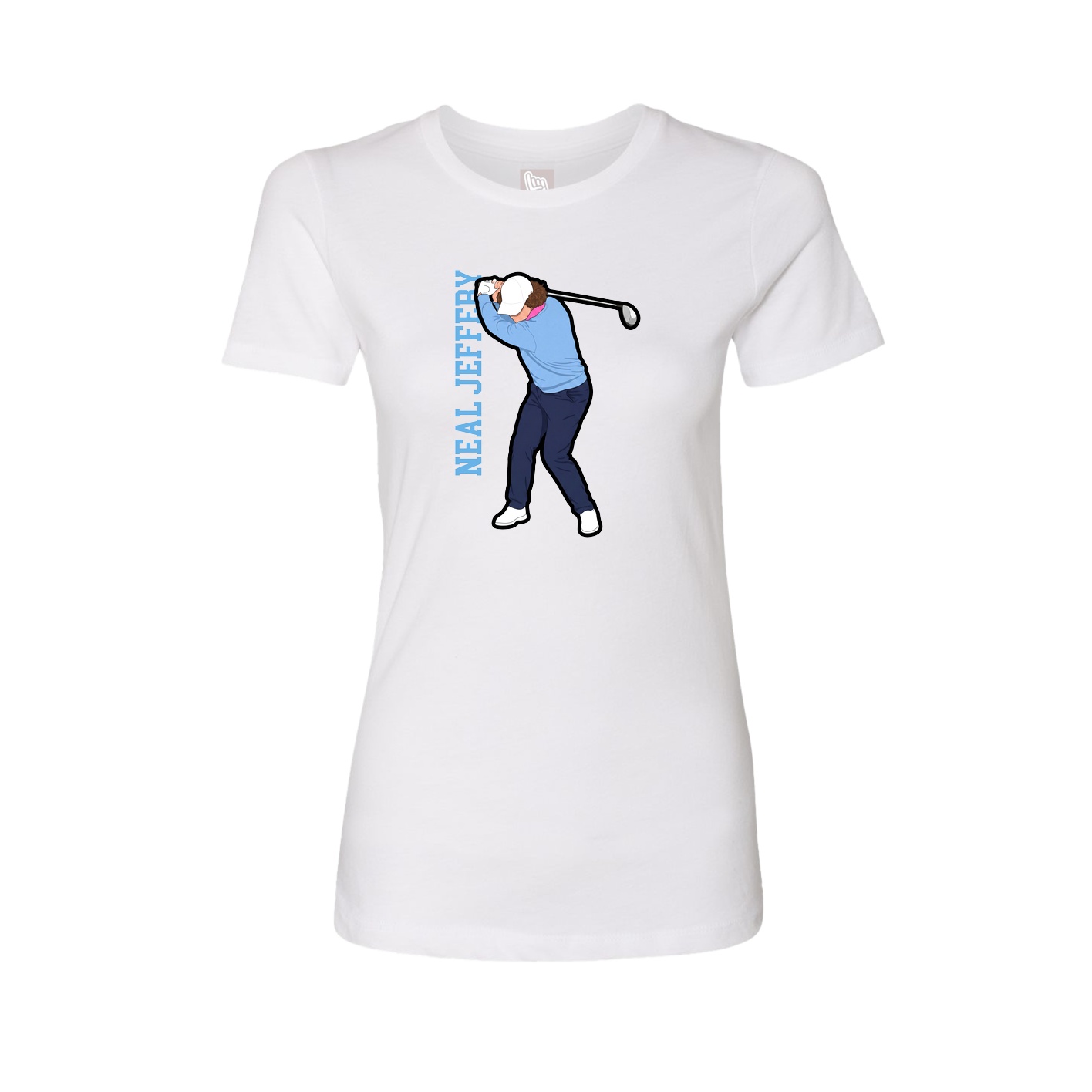 Fitted Women's Tee — Name Vertical in White