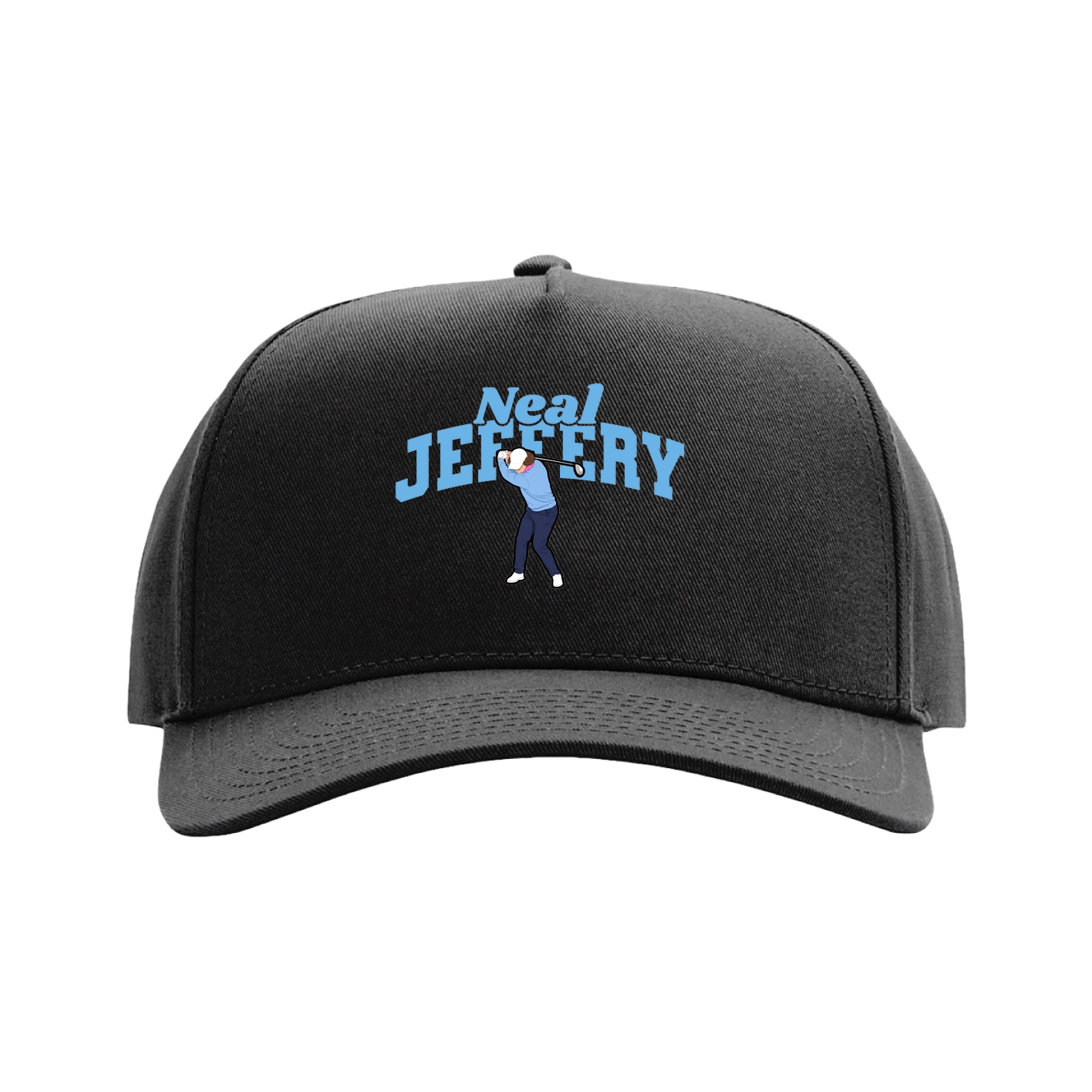Full Fabric Five-Panel Champ Cap — Signature Arch in Black