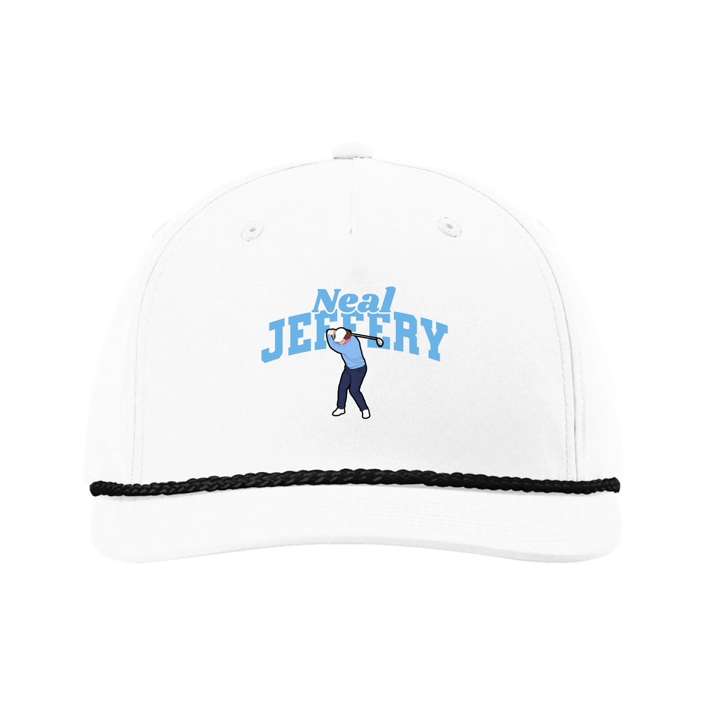 Five-Panel Classic Rope Cap — Signature Arch in White