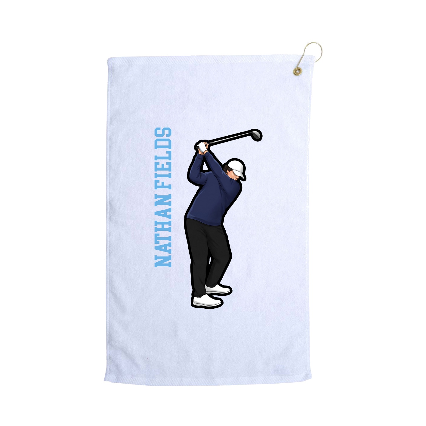 Golf Towel — Name Vertical in White