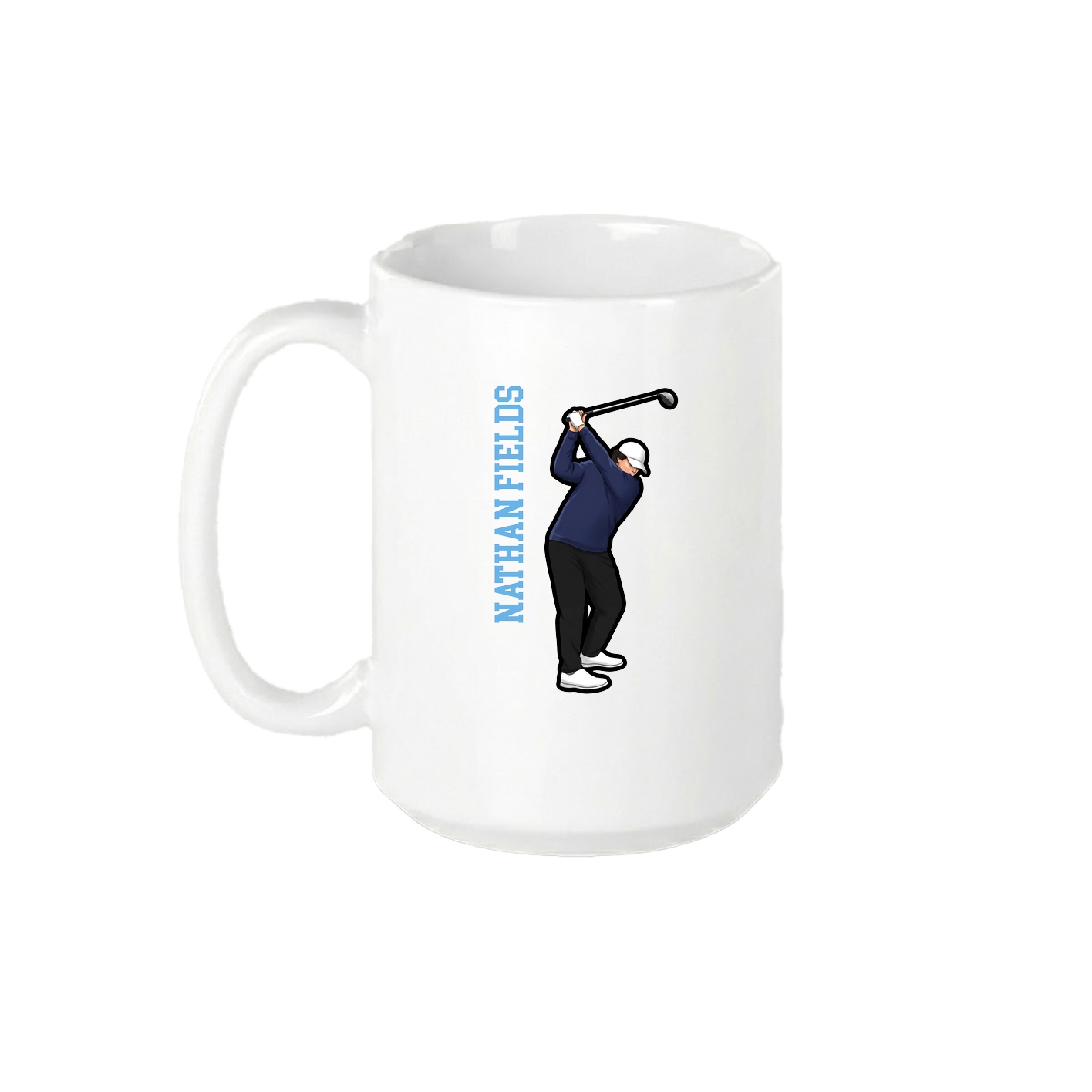 15oz Coffee Mug — Name Vertical in White
