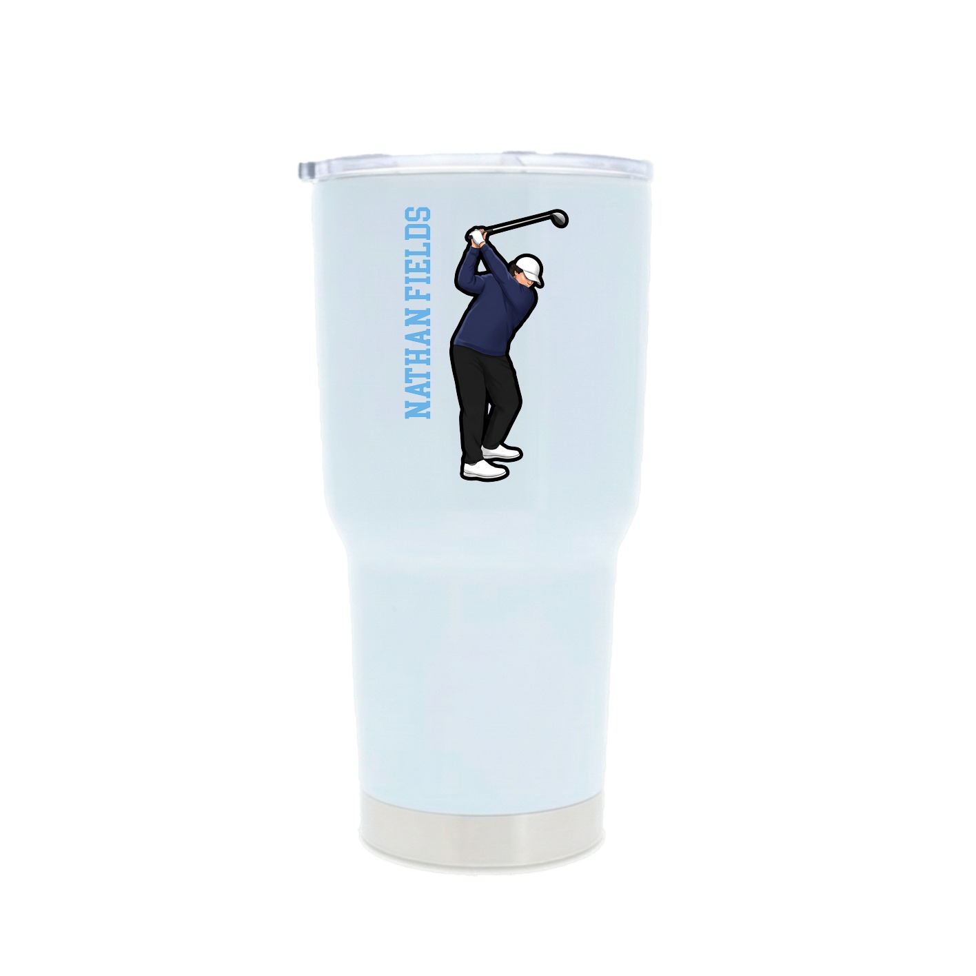 30oz Stainless Steel Tumbler — Name Vertical in White