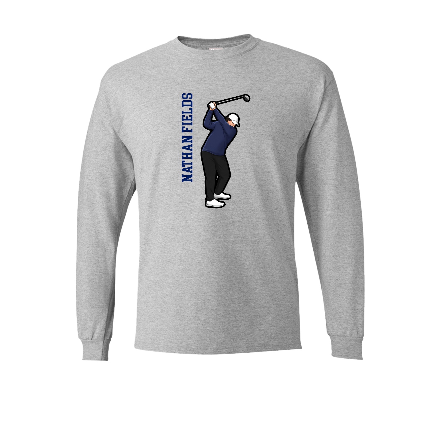 Long Sleeve Tee — Name Vertical in Grey