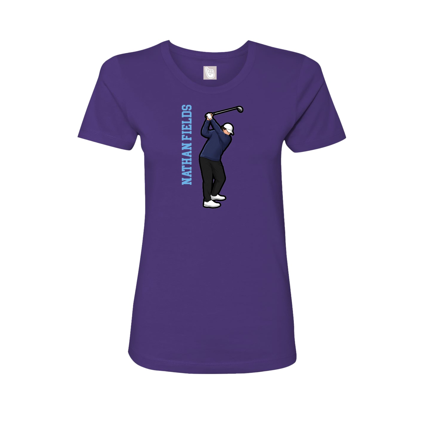 Fitted Women's Tee — Name Vertical in Purple
