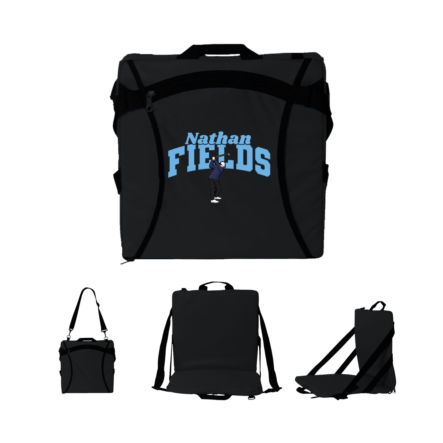 Folding Stadium Seat — Signature Arch in Black