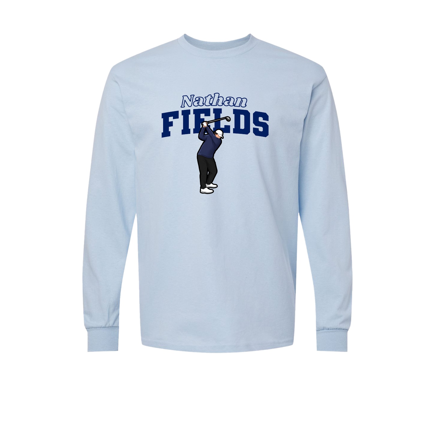 Long Sleeve Tee — Name Arch in Light Blue