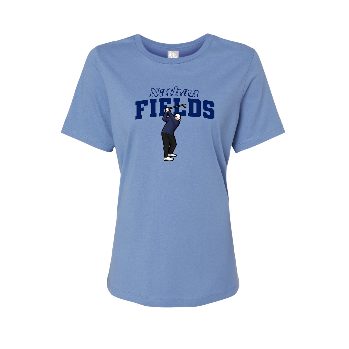 Fitted Women's Tee — Name Arch in Powder Blue