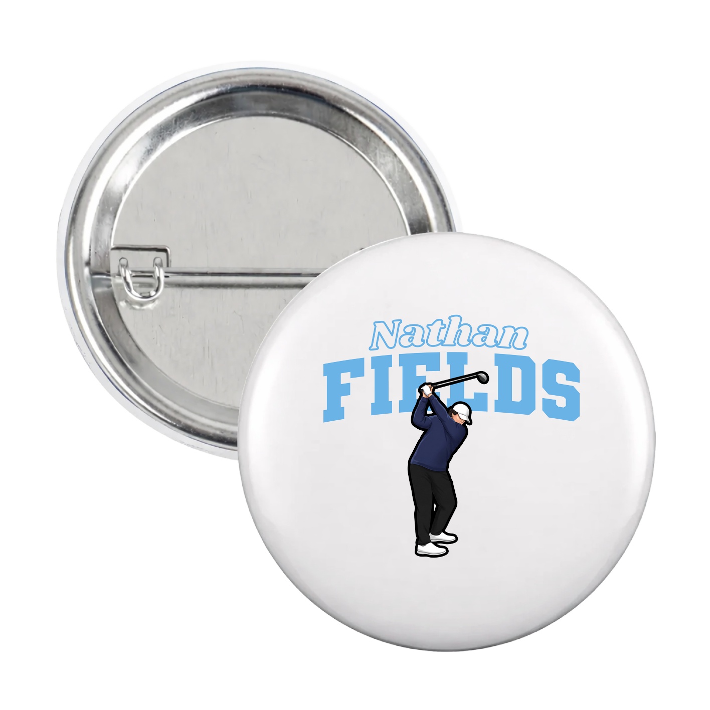 Game Day Button — Name Arch in White