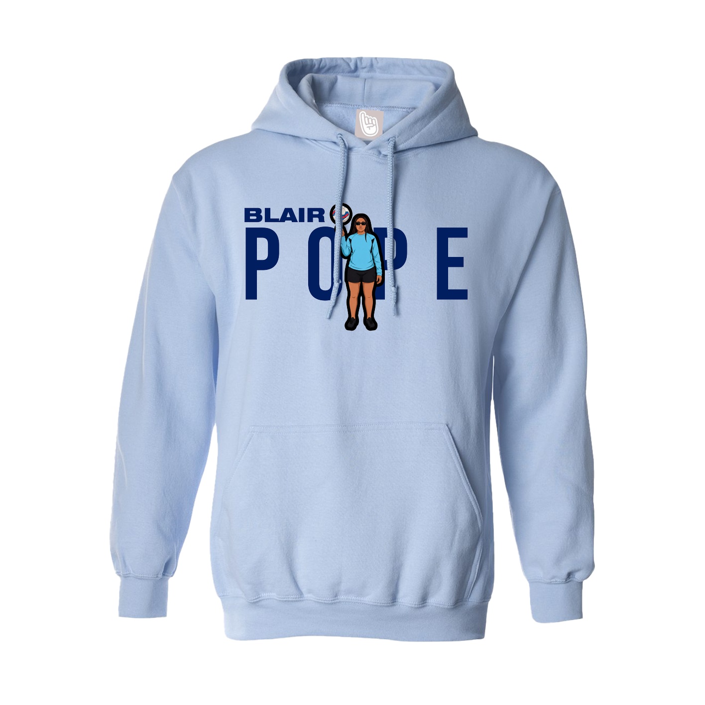 Hoodie — Player Name in Light Blue