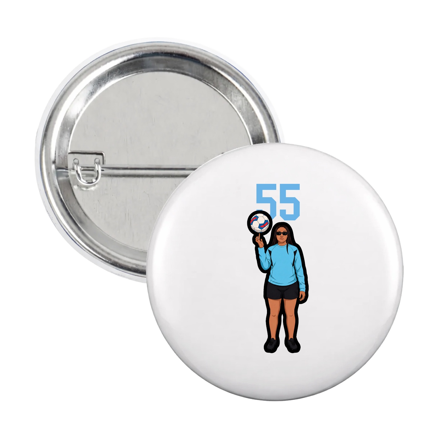 Game Day Button — Number Top in White