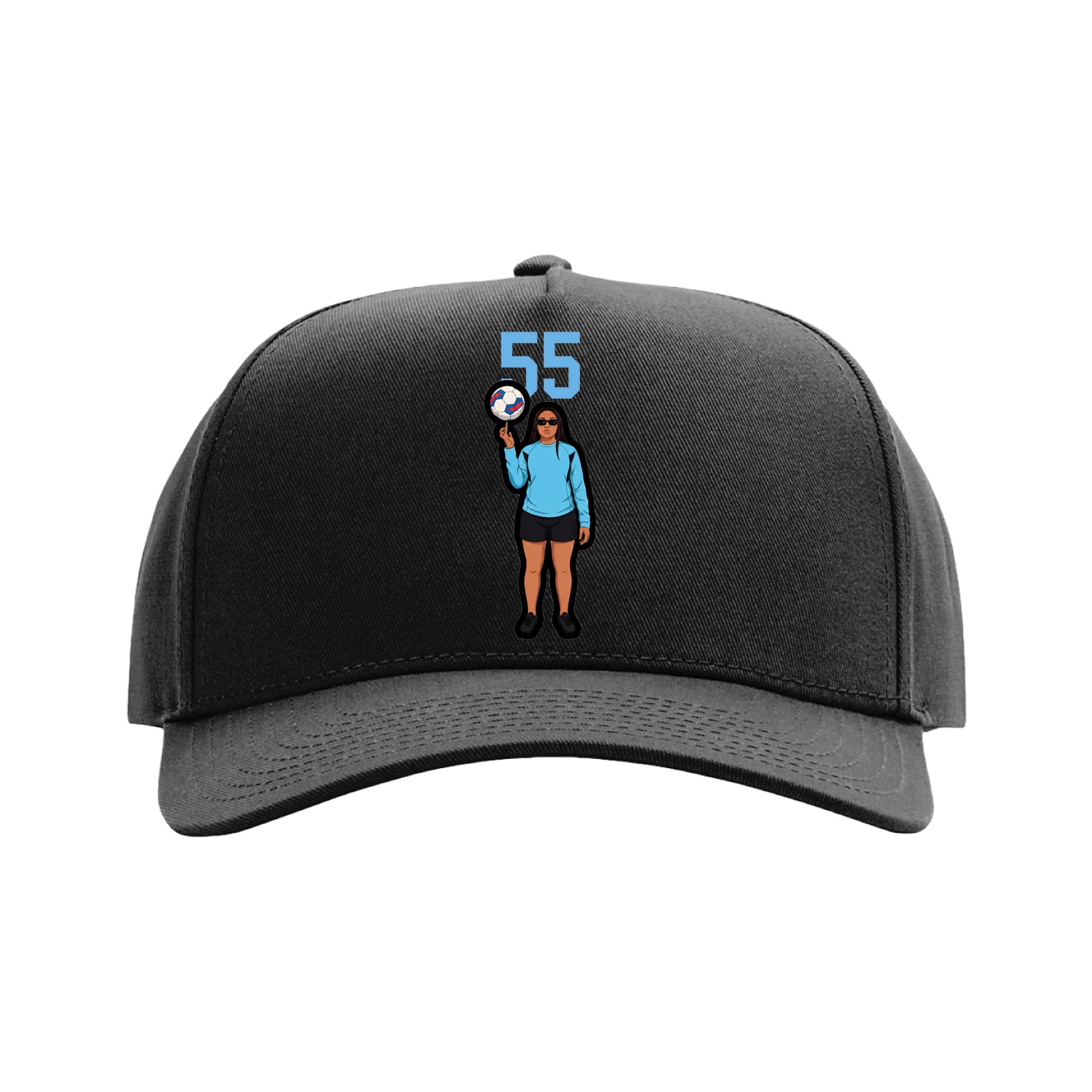Full Fabric Five-Panel Champ Cap — Number Top in Black