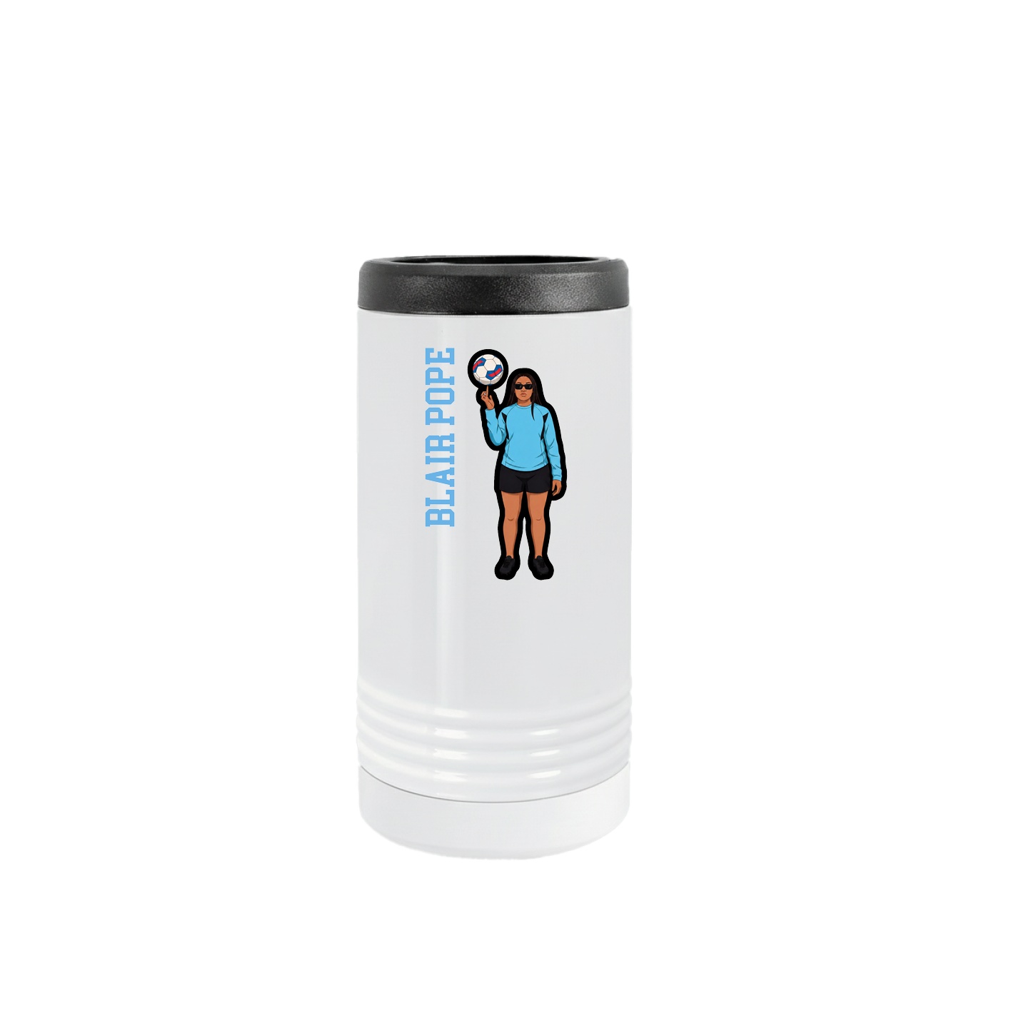 Slim Beverage Holder — Name Vertical in White