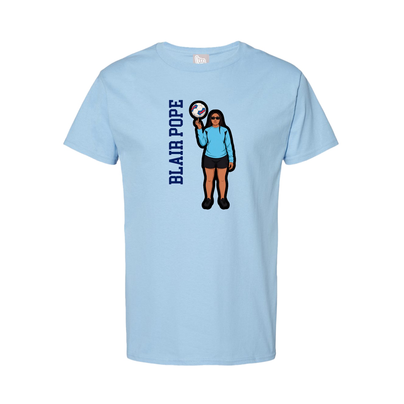 Tee — Name Vertical in Light Blue