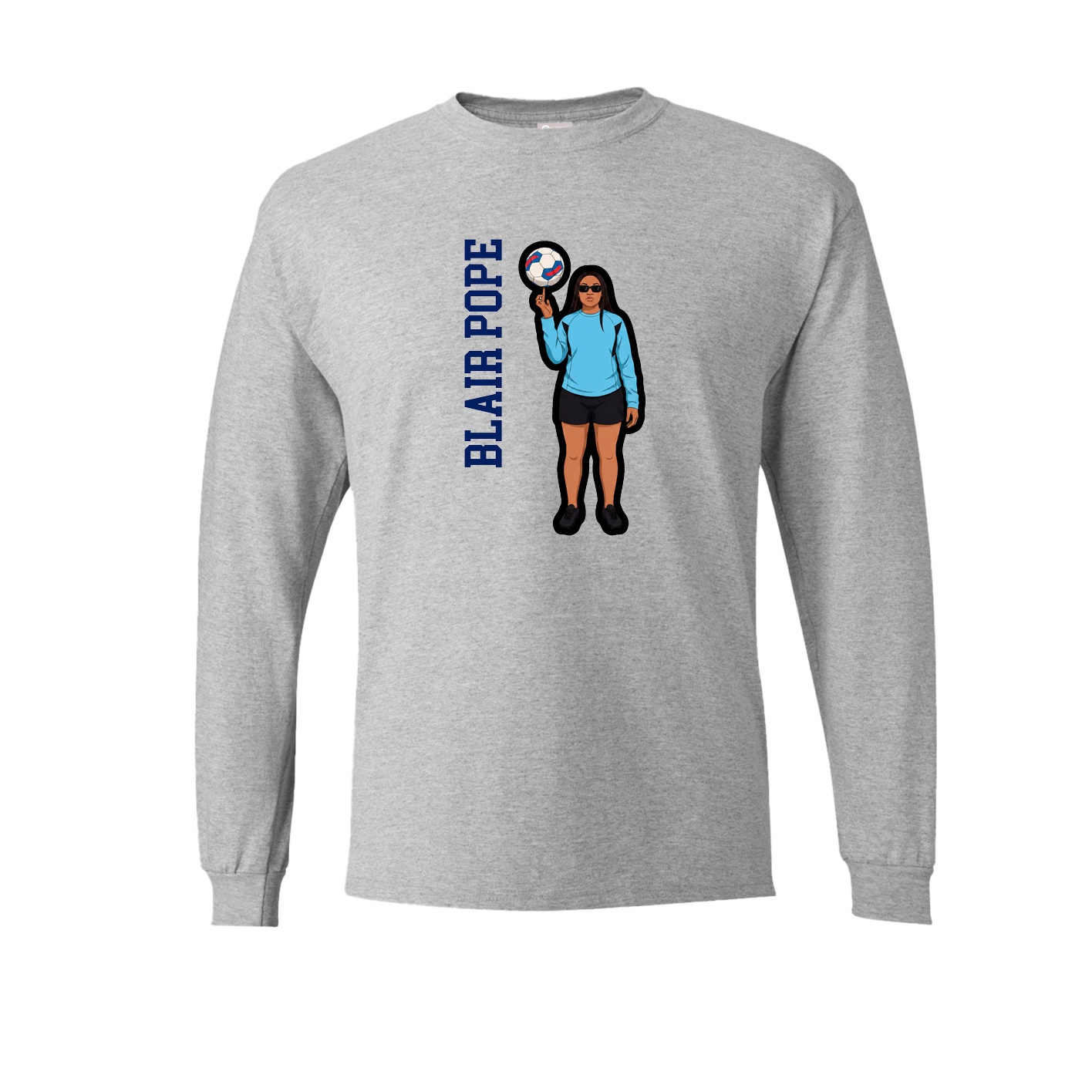 Long Sleeve Tee — Name Vertical in Grey