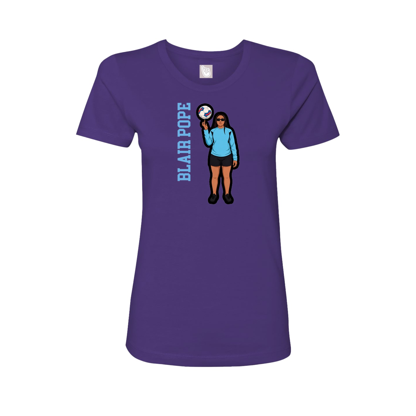 Fitted Women's Tee — Name Vertical in Purple