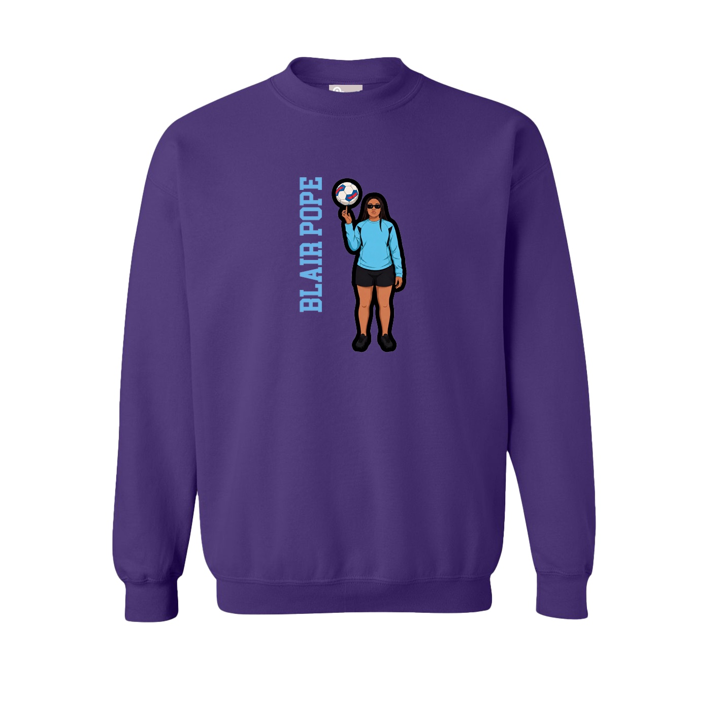 Fleece Crew — Name Vertical in Purple