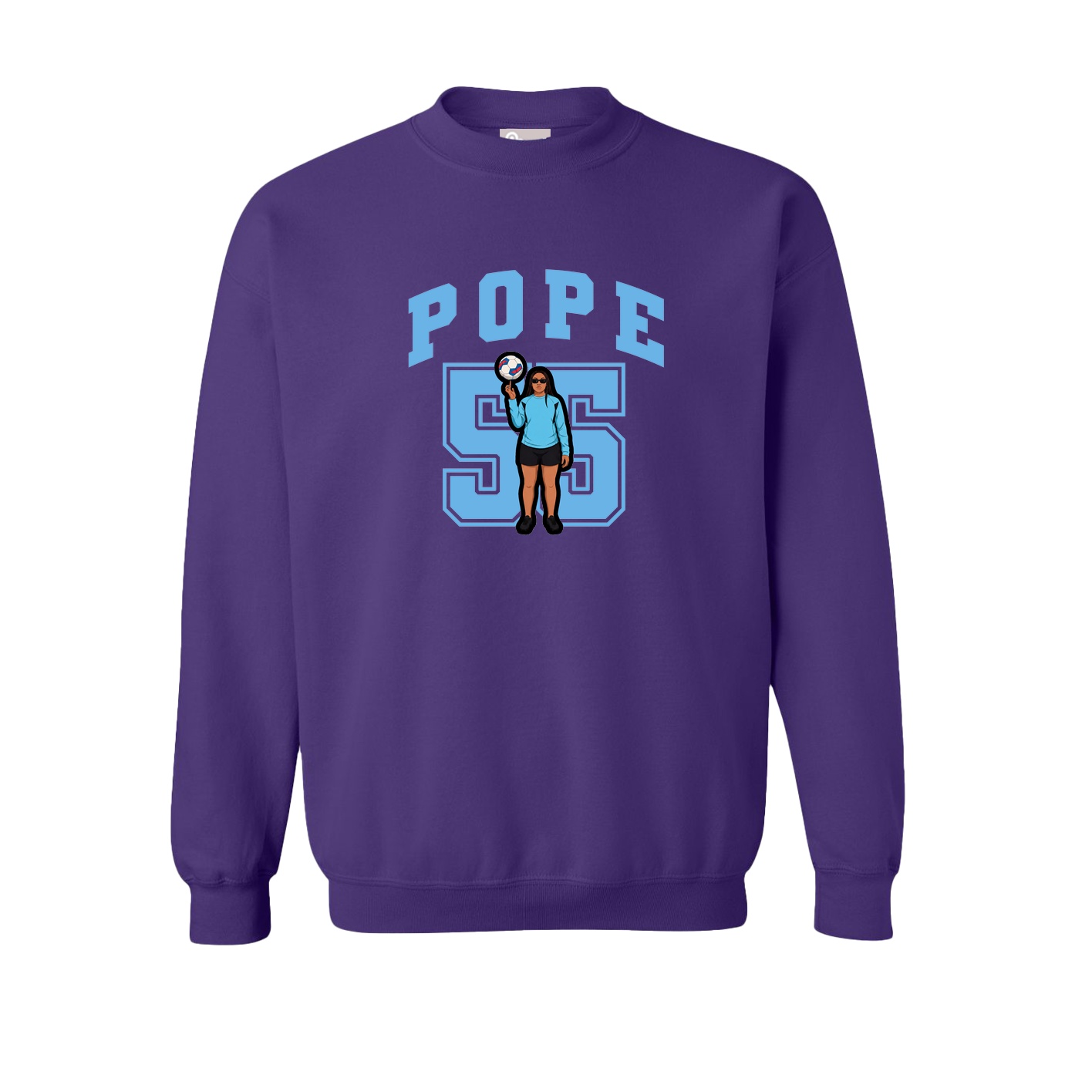 Fleece Crew — Number in Purple