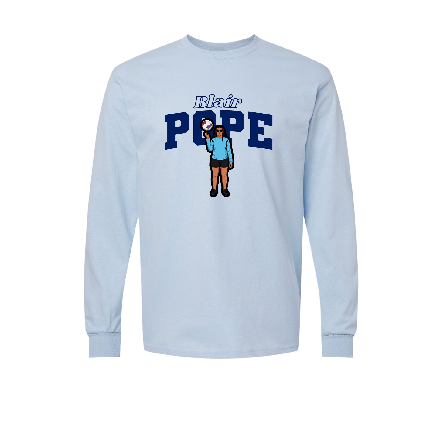 Long Sleeve Tee — Name Arch in Light Blue