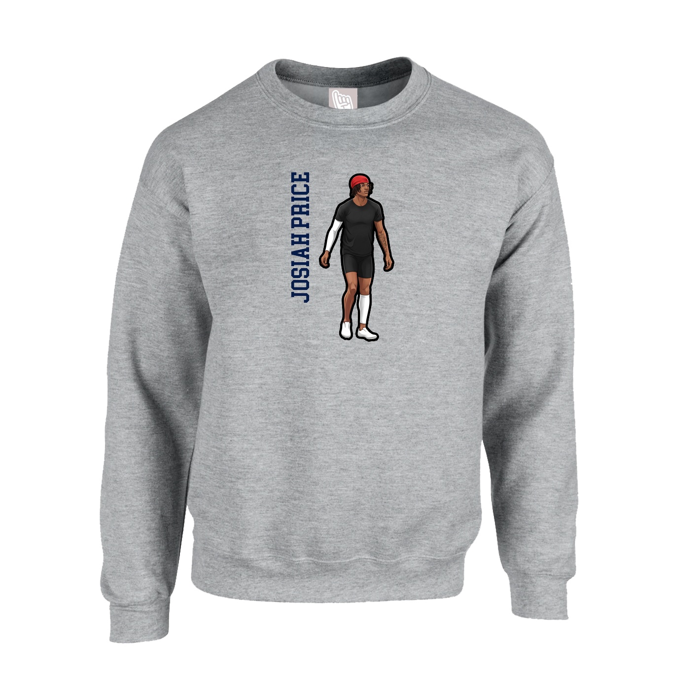 Fleece Crew — Name Vertical in Grey