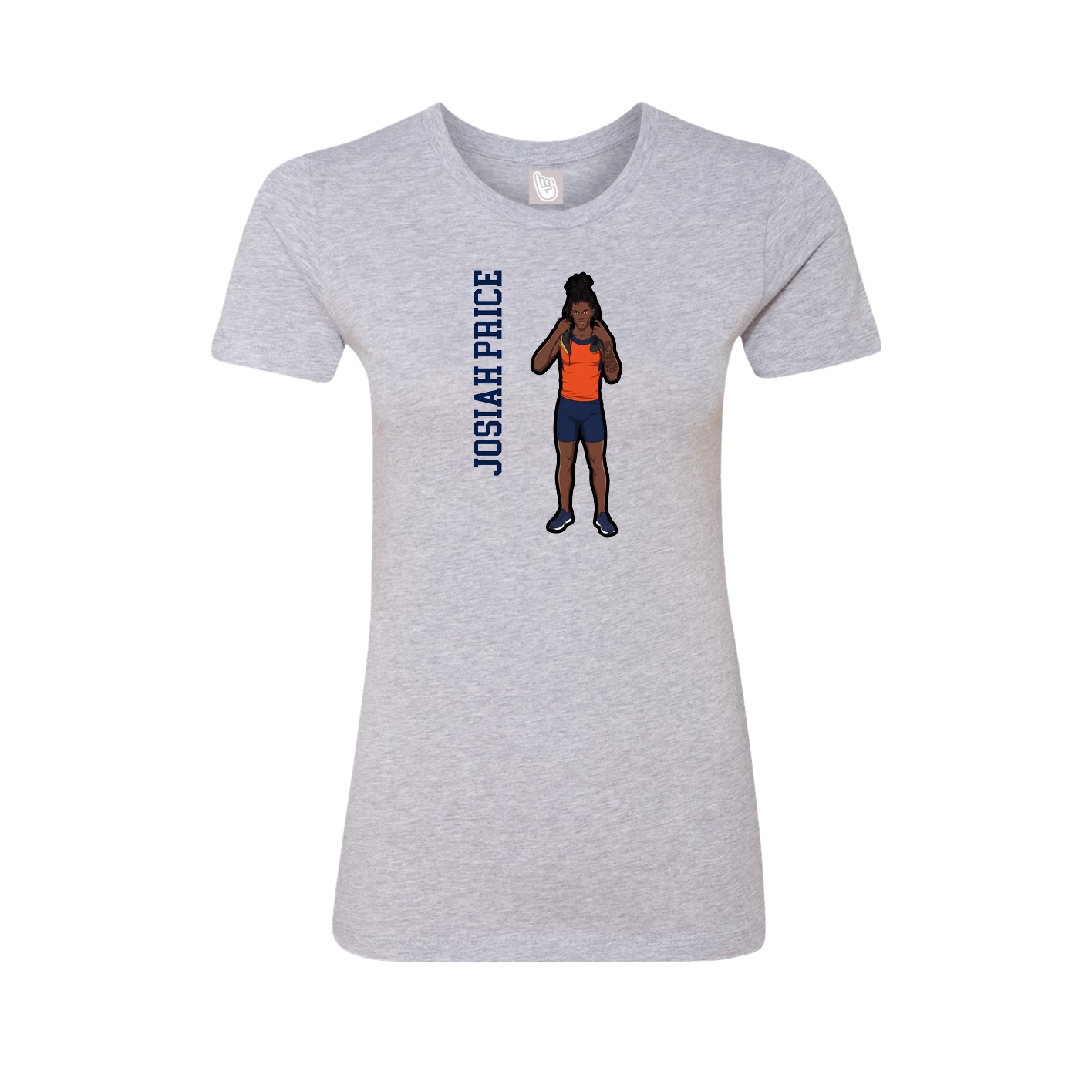 Fitted Women's Tee — Name Vertical in Grey