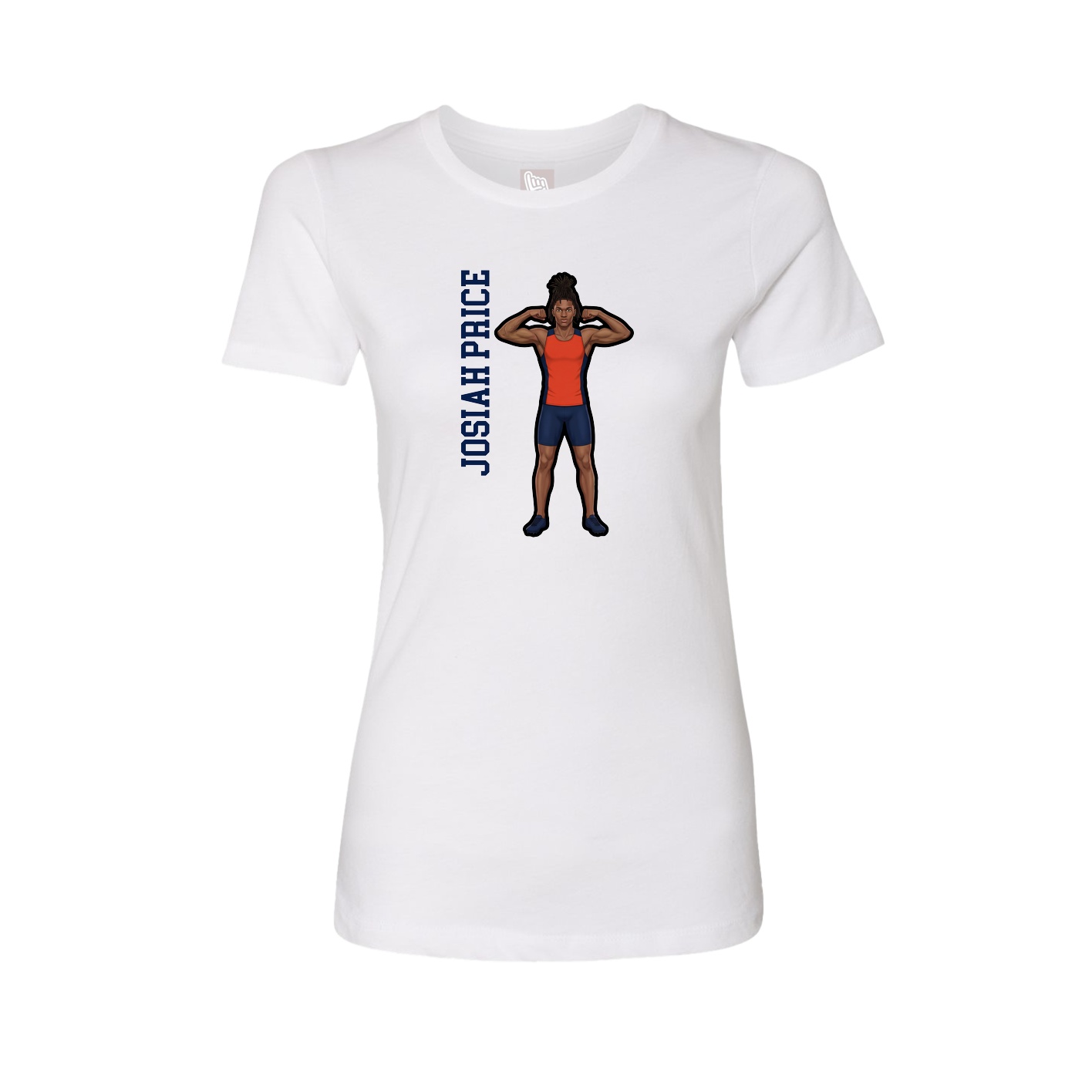 Fitted Women's Tee — Name Vertical in White