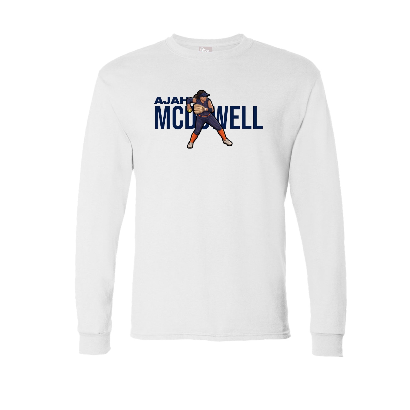 Long Sleeve Tee — Player Name in White