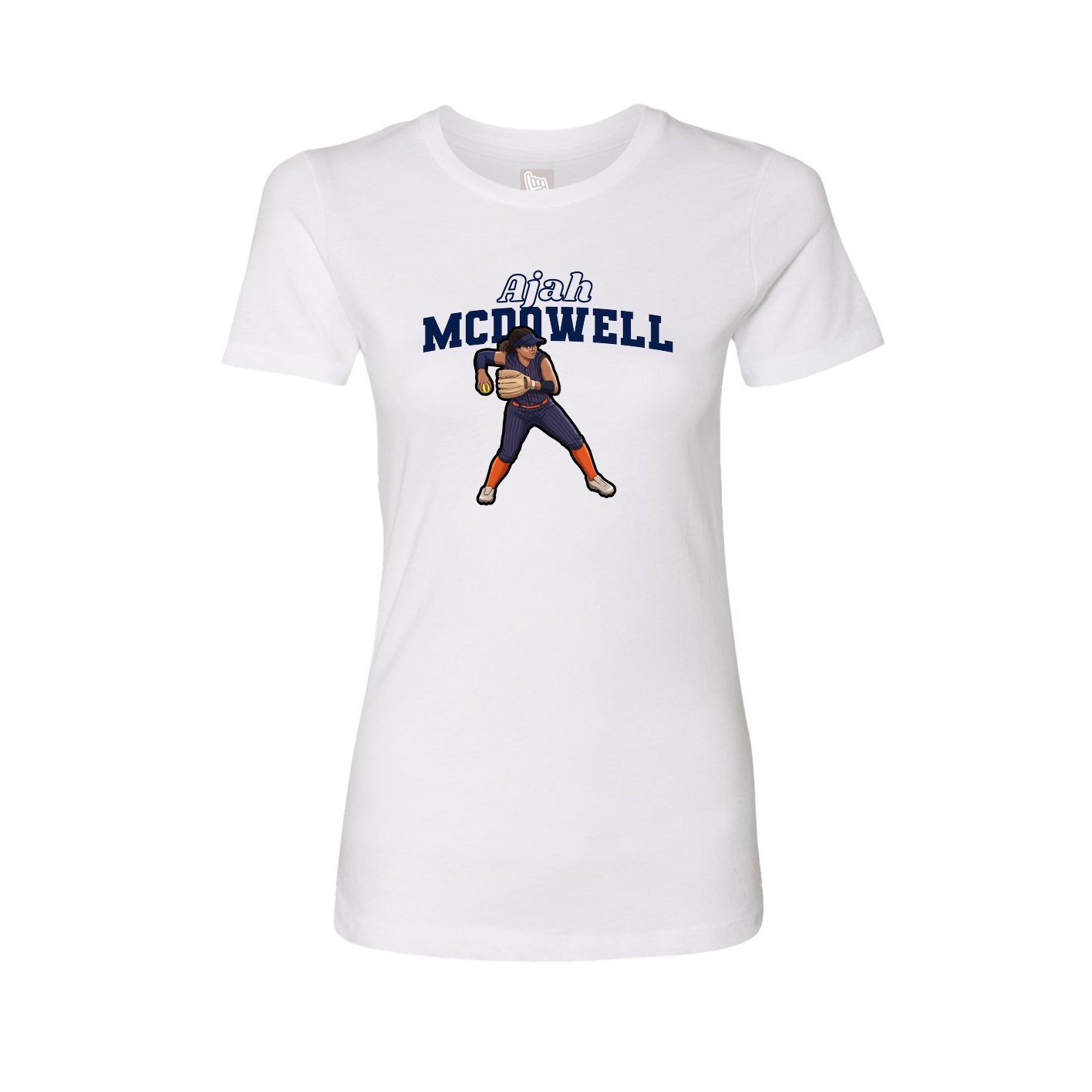 Fitted Women's Tee — Name Arch in White